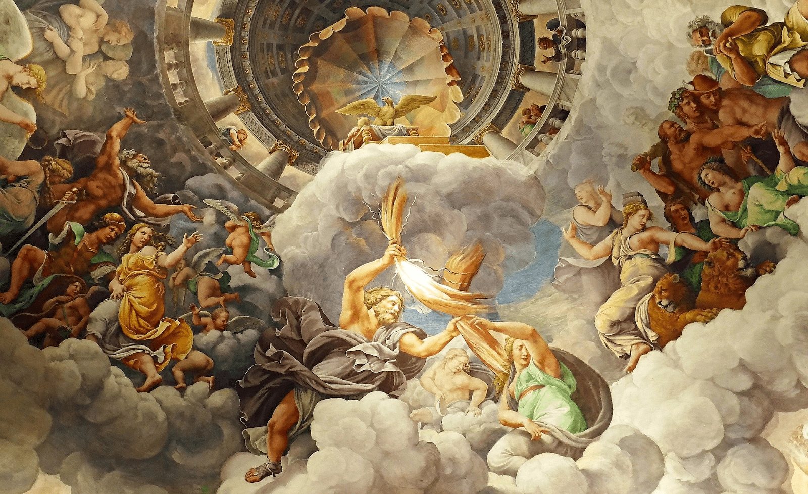 Jupiter hurls thunderbolts from Olympus, Sala dei Giganti